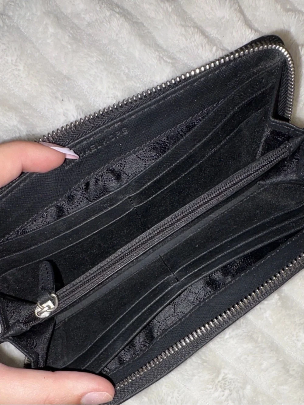 Michael Kors Black Textured Saffiano Continental Wallet